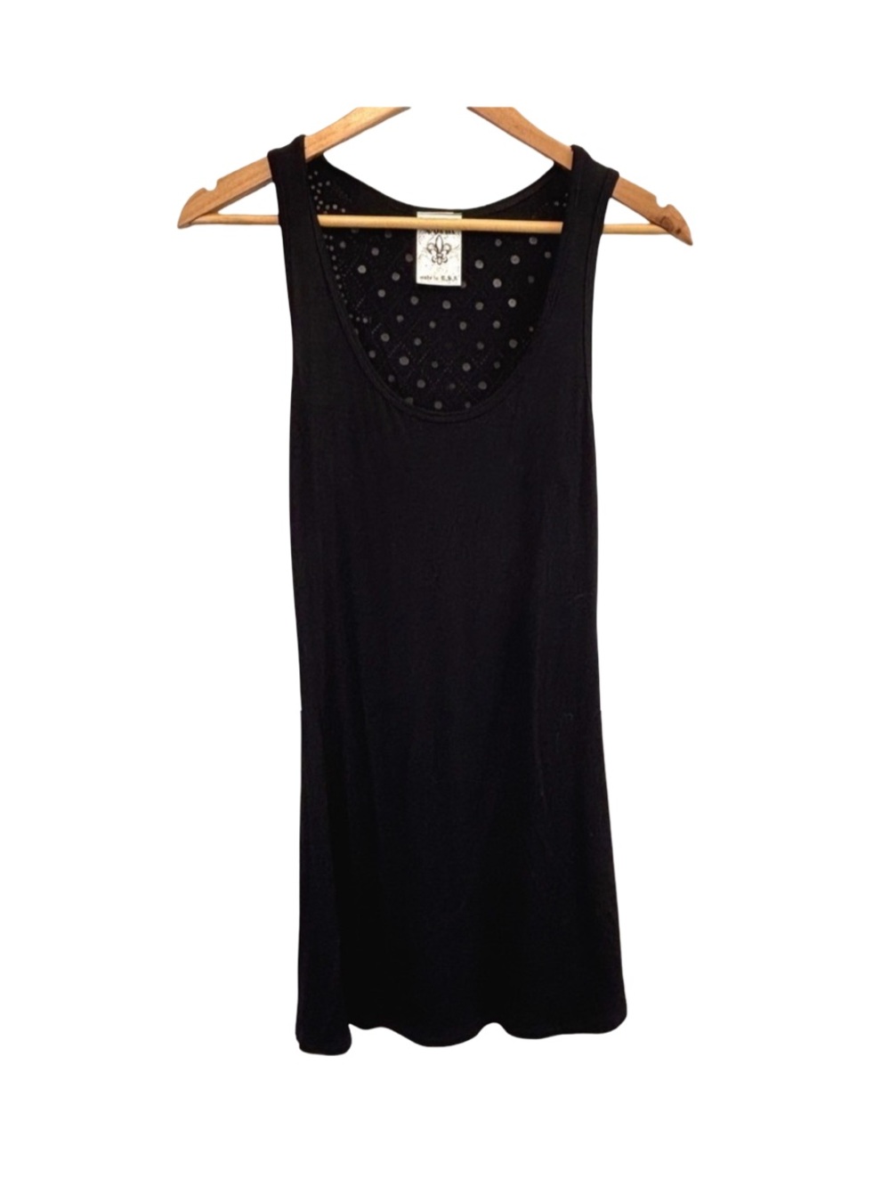 Vocal Black Sleeveless Mini Dress with Lace Detail